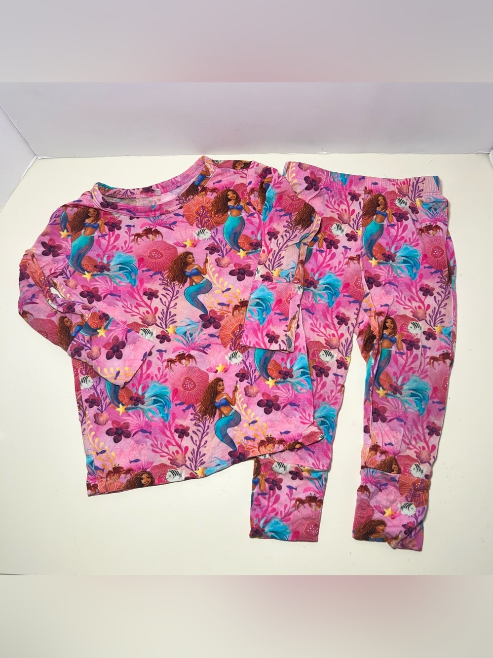 Posh Peanut Bamboo 2 Piece Set Disney The Little Mermaid Long Sleeve Pants Pink